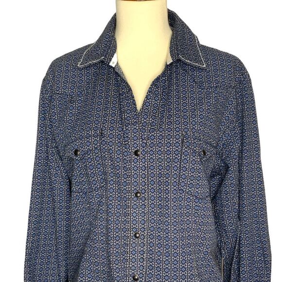 PANHANDLE ROUGHSTOCK Western snap front shirt blue size L - Picture 2 of 8